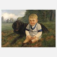 K. Otto, Kind mit Hund in Sommerlandschaft111
