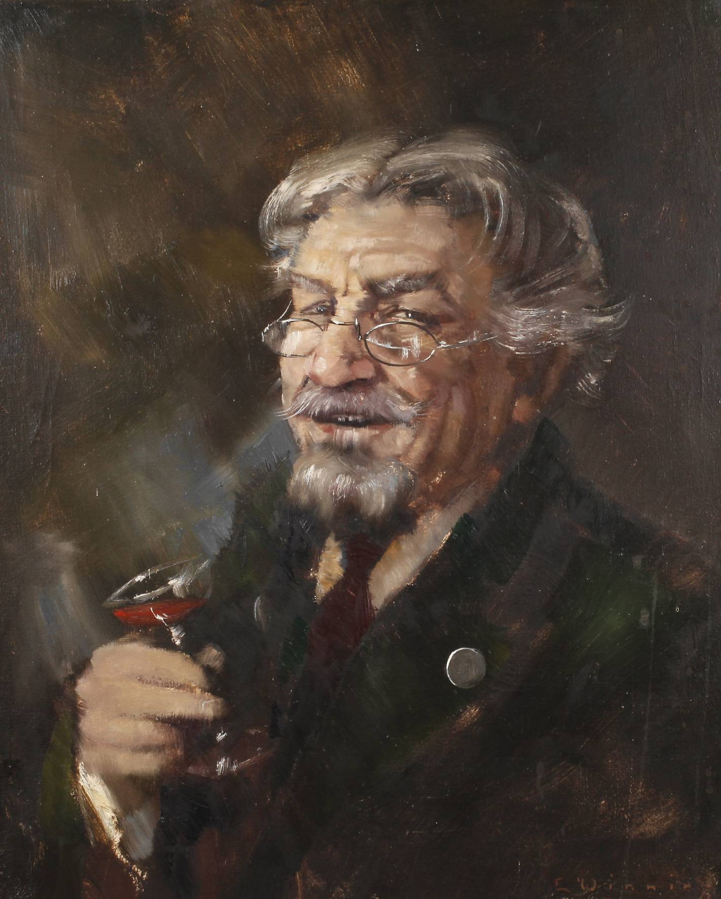 E. Winning, Mann mit Likörglas